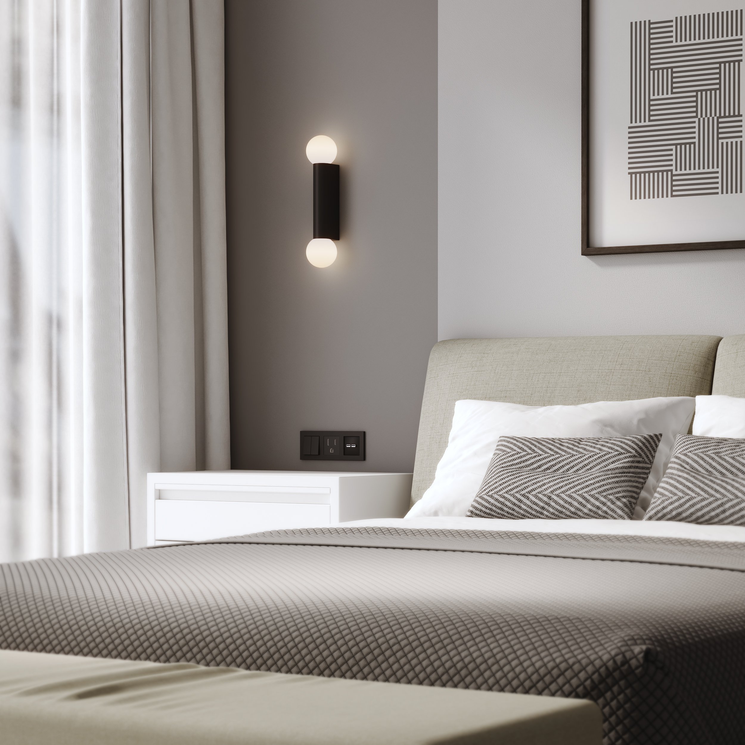 Ortona Twin Wall Sconce, Matt Black | Astro Lighting