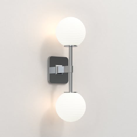 Tacoma Twin (1429011) in Polished Chrome with Tacoma Ribbed Glass (5036004) in White (Opal)