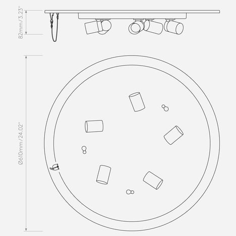 Ceiling Base 610 (1462008) in Matt White - Technical Drawing