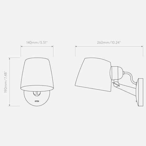 Imari Adjustable Wall (1460012) in Matt Nickel - Technical Drawing
