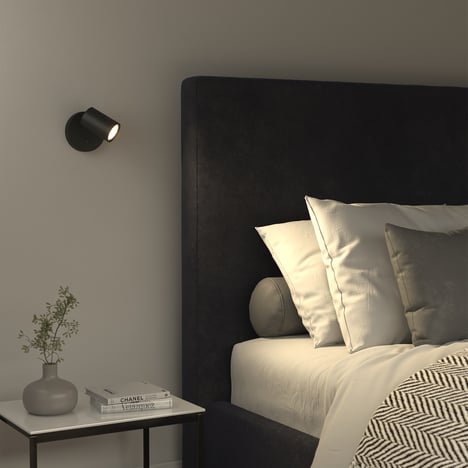Ascoli Single Switched (Cord Set) (1286162) in Matt Black - Insitu Image 1