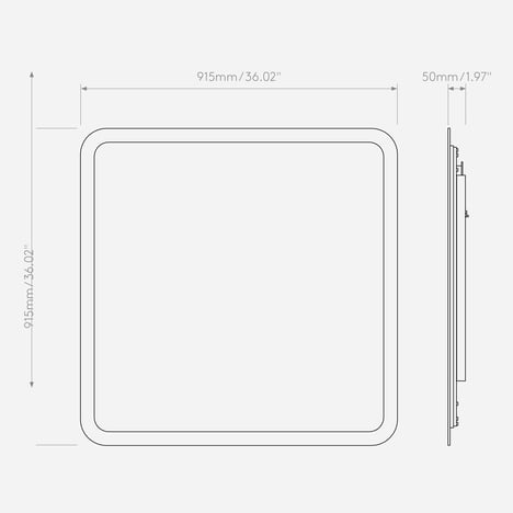Varenna Square 915 3000K 0-10V (1420023) in Mirror Glass - Technical Drawing