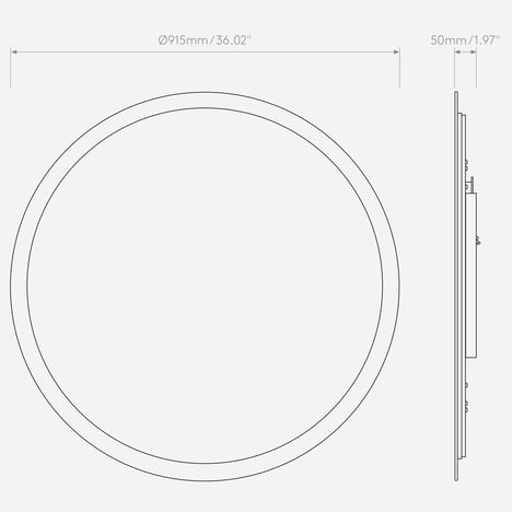Varenna Round 915 2700K (Cord Set) (1420030) in Mirror Glass - Technical Drawing