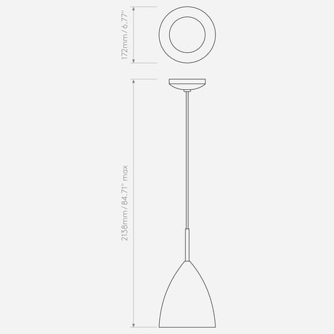 Joel Pendant 170 (1223047) in Cream - Technical Drawing