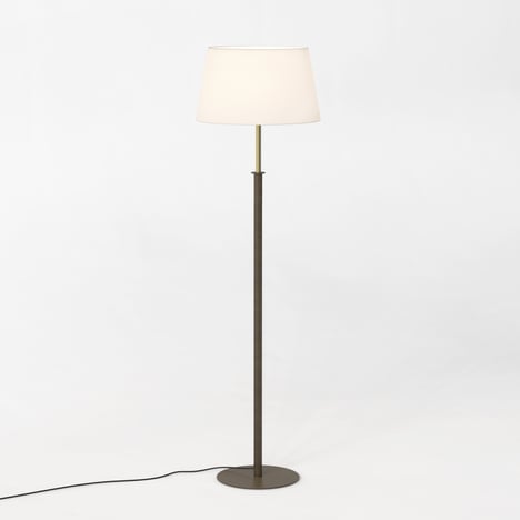 Club Floor (1483006) in Bronze / Natural Brass with French Drum 440 Shade (2 Pack) (5047006) in White Fabric