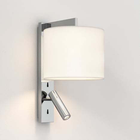 Ravello LED Reader (1222028) in Polished Chrome with Ravello 200 (5016020) in White Fabric