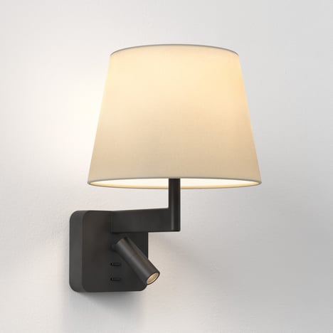 Beaumont Reader (1480038) in Matt Black with French Drum 220 Shade (2 Pack) (5047001) in Putty Fabric