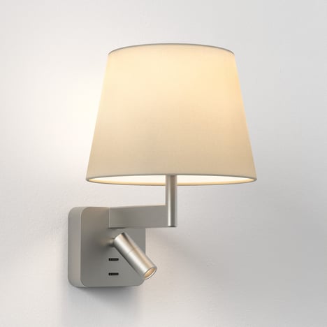 Beaumont Reader (1480040) in Matt Nickel with French Drum 220 Shade (2 Pack) (5047001) in Putty Fabric