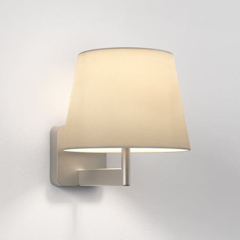 Beaumont Wall (1480035) in Matt Nickel with French Drum 220 Shade (2 Pack) (5047001) in Putty Fabric