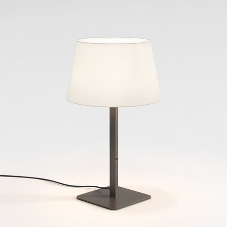 Beaumont Table (1480022) in Bronze with French Drum 330 Shade (2 Pack) (5047004) in White Fabric