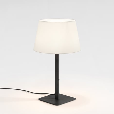 Beaumont Table (1480023) in Matt Black with French Drum 330 Shade (2 Pack) (5047004) in White Fabric