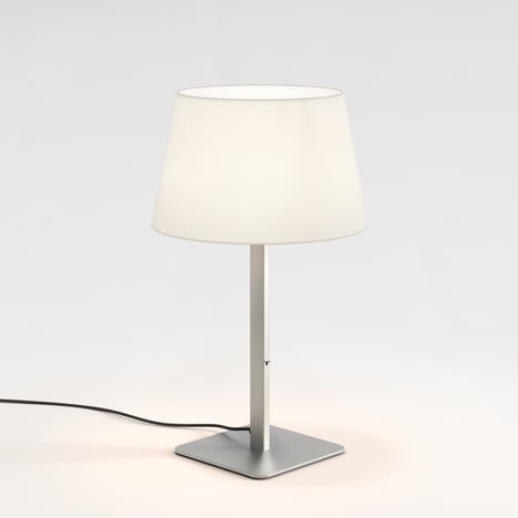 Beaumont Table (1480025) in Matt Nickel with French Drum 330 Shade (2 Pack) (5047004) in White Fabric