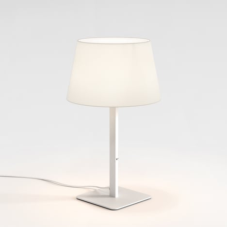 Beaumont Table (1480026) in Matt White with French Drum 330 Shade (2 Pack) (5047004) in White Fabric