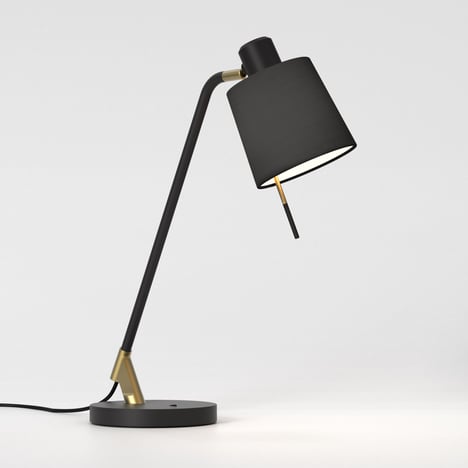 Edward Desk (1441009) in Matt Black / Matt Gold with Tapered Drum 155 (5013028) in Black Fabric