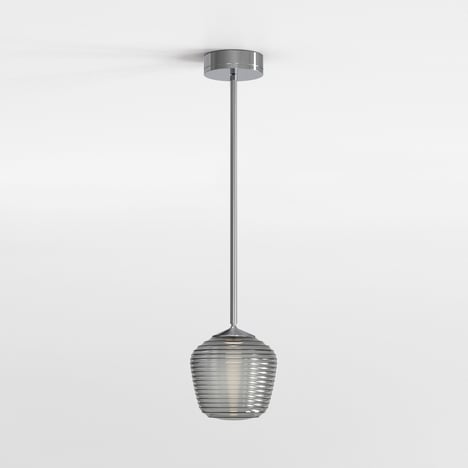 Nara Pendant (1464002) in Polished Chrome with Nara Taper Ribbed Glass (5039004) in Smoke