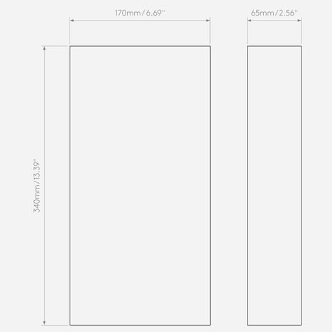 Tile 170 Tall Phase (1493007) in Matt White - Technical Drawing