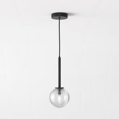 Tacoma Pendant (1429031) in Matt Black with Tacoma Ribbed Glass (5036003) in Clear