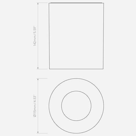 Kos Round 140 LED 3000K (1326086) in Textured White - Technical Drawing