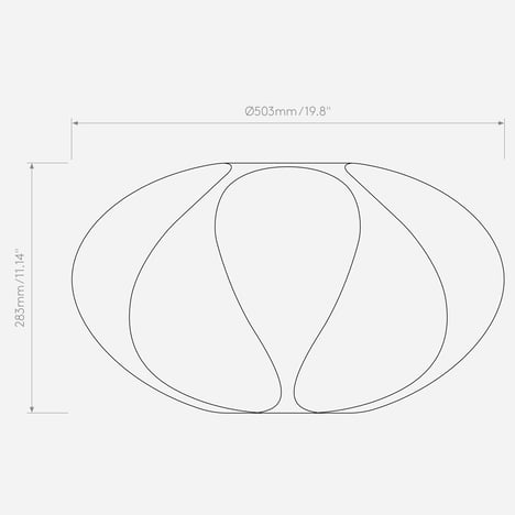 Flow 500 (5049002) in White Fibre - Technical Drawing