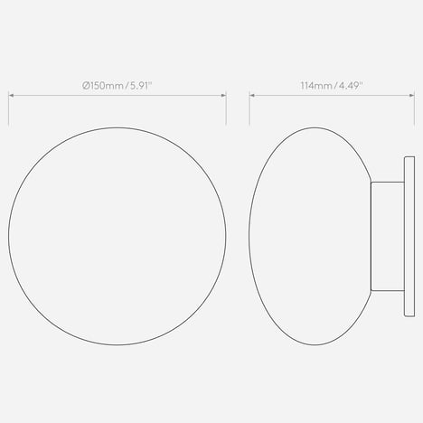Zeppo Wall (1176054) in Matt Brushed Brass - Technical Drawing
