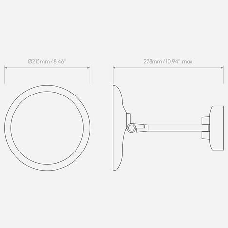 Mascali Round LED (1373028) in Matt Brushed Brass - Technical Drawing