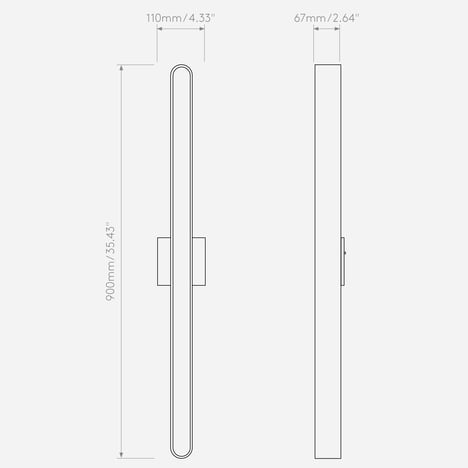 Atticus 900 3000K (1440021) in Matt Brushed Brass - Technical Drawing