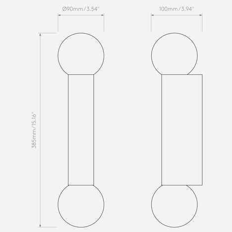 Ortona Twin (1459015) in Matt Brushed Brass - Technical Drawing