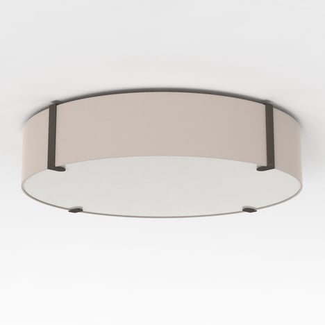 Ceiling Base 460 (1462007) in Matt White with Elba Round 600 (5042004) in Putty Fabric