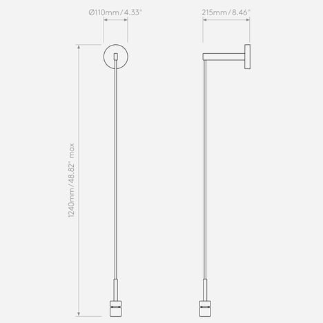 Wall Pendant (1184045) in Matt Nickel - Technical Drawing