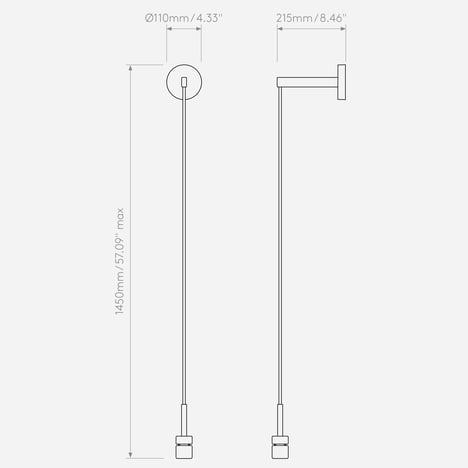 Wall Pendant 4' (Cord Set) (1184054) in Bronze - Technical Drawing