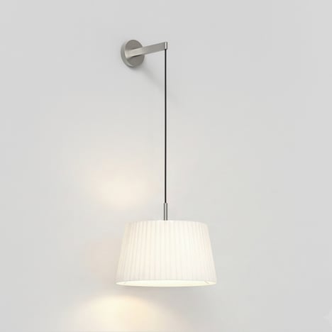 Wall Pendant (1184045) in Matt Nickel with Tapered Round 400 Pleated (5002009) in White Fabric