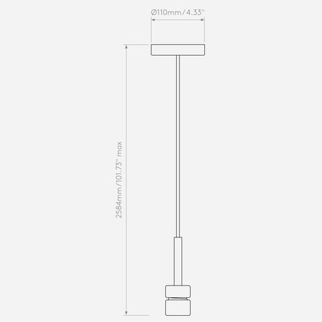Ceiling Pendant (1184039) in Matt Nickel - Technical Drawing