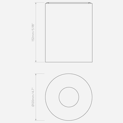 Kos Round 150 Coastal (1326092) in Grey Concrete - Technical Drawing
