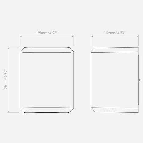 Brixham Wall Single (1513005) in White Concrete - Technical Drawing