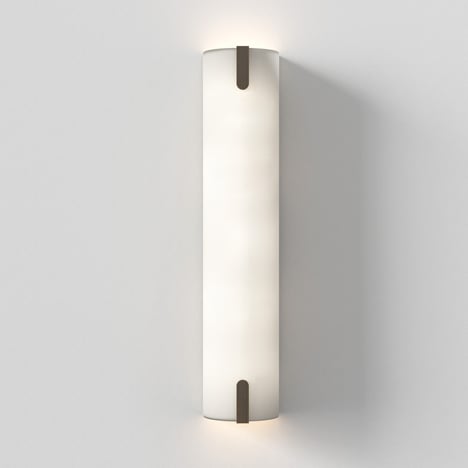 Elba + Wall Base 440 LED Phase (1367006) in Matt White with Elba Wall 600 Shade (5042016) in White Fabric