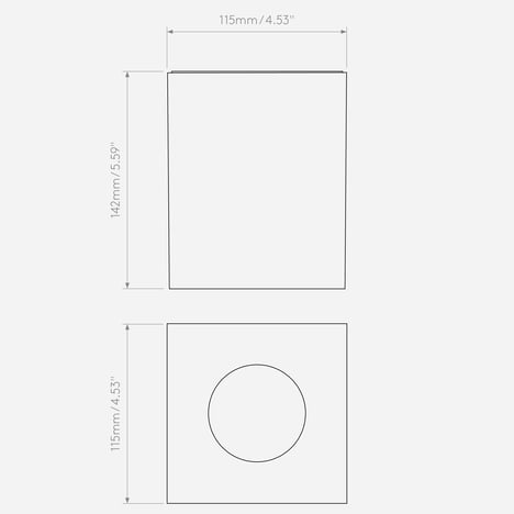 Kos Square 140 LED 3000K (1326087) in Textured Black - Technical Drawing