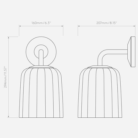 Veo Lantern (1455010) in Bronze - Technical Drawing