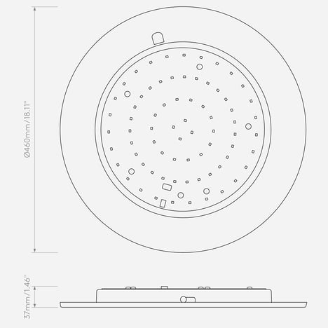Ceiling Base 460 LED (1462019) in Matt White - Technical Drawing