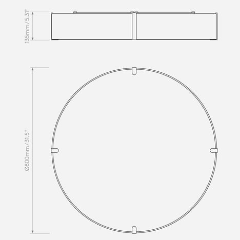 Elba Round 800 Shade (5042029) in Putty Fabric - Technical Drawing