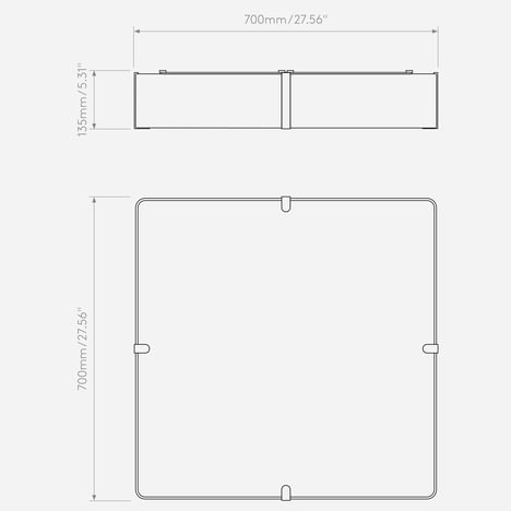 Elba Square 700 Shade (5042027) in Putty Fabric - Technical Drawing