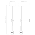 Pendant Suspension Kit 3 Knurled (1184019) in Matt Nickel - Technical Drawing Thumbnail