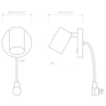 Ascoli Single Switched (Cord Set) (1286103) in Textured White - Technical Drawing Thumbnail