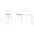 Miura Swing Arm (1444013) in Matt Nickel - Technical Drawing Thumbnail