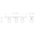 Koto Three Bar (1478020) in Matt Black - Technical Drawing Thumbnail