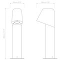 Mast Bollard 400 (1317024) in Textured Black - Technical Drawing Thumbnail