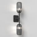 Tacoma Twin (1429014) in Matt Black with Tacoma Reed Ribbed Glass (5036010) in Smoke - Thumbnail