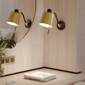 Edward Wall Switched (1441014) in Matt Black / Matt Gold - Insitu