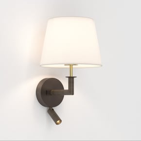 Club Reader (Cord Set) (1483014) in Bronze / Natural Brass with French Drum 220 Shade (2 Pack) (5047002) in White Fabric