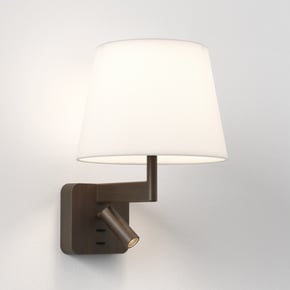 Beaumont Reader (1480037) in Bronze with French Drum 220 Shade (2 Pack) (5047002) in White Fabric