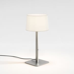 Beaumont Table (1480025) in Matt Nickel with Tapered Round 250 (5035003) in White Fabric